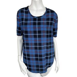 Equipment Women's Riley Plaid Silk Blouse Top Blue S Resort Preppy Office Career